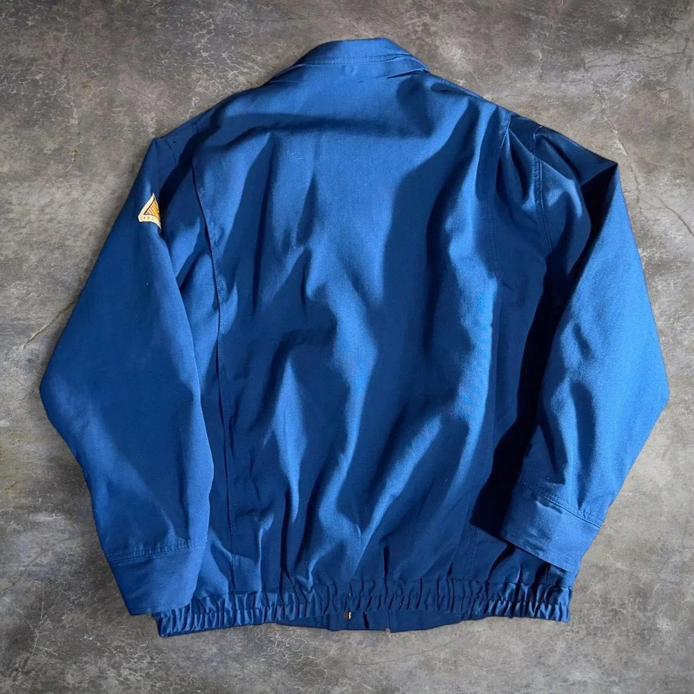 Vintage 1999 Bulwark Extreme FR Nomex Protective Work Jacket Mens L Blue